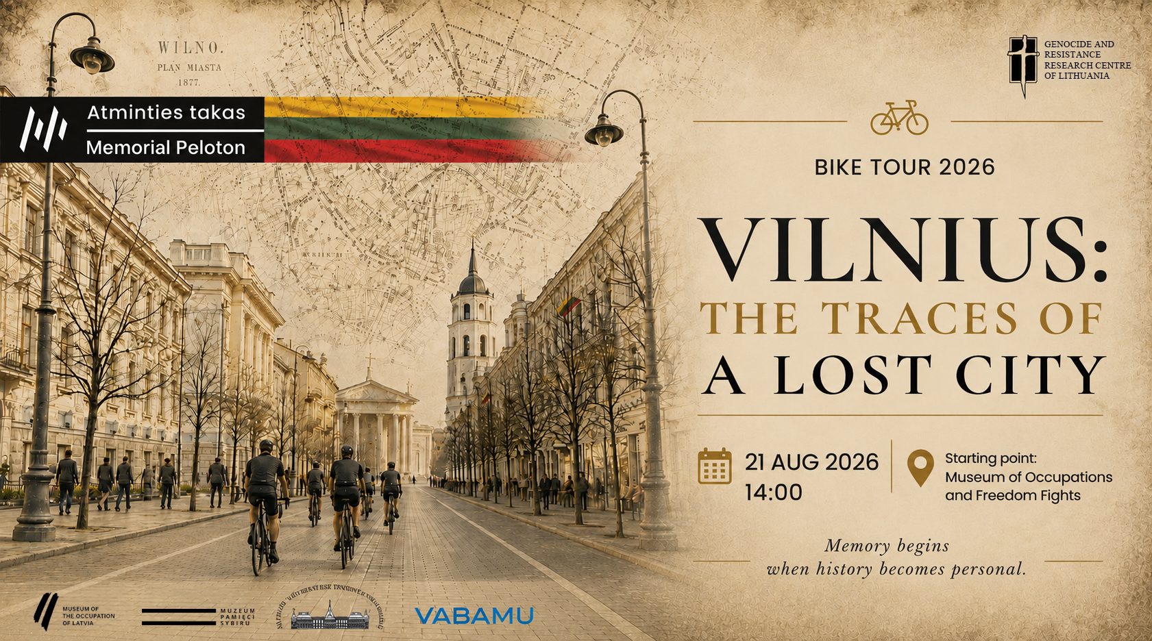 Memorial Peloton bike tour – Vilnius: The Traces of a Lost City, 21 August 2026 at 14:00